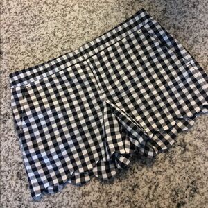 Club Monaco Black and White Gingham Scallop-Hem Shorts